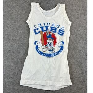 VINTAGE 90s Chicago Cubs Bugs Bunny Tank Top Youth Medium MLB Warner Bros 80s